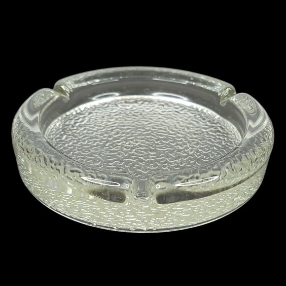 Vintage Pebble Textured Bottom Glass Ashtray Three Slots Trinket 5.5" Diameter - Picture 3 of 10